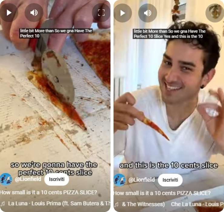 Uomo con fettina di pizza